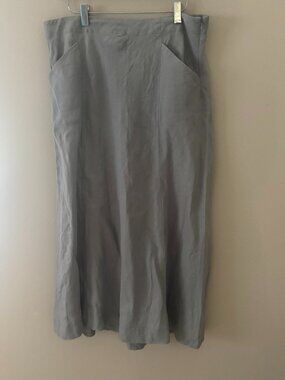 J. Jill 100% Linen Gray A-line Maxi Skirt Side Pockets and Zipper, Women's Med
